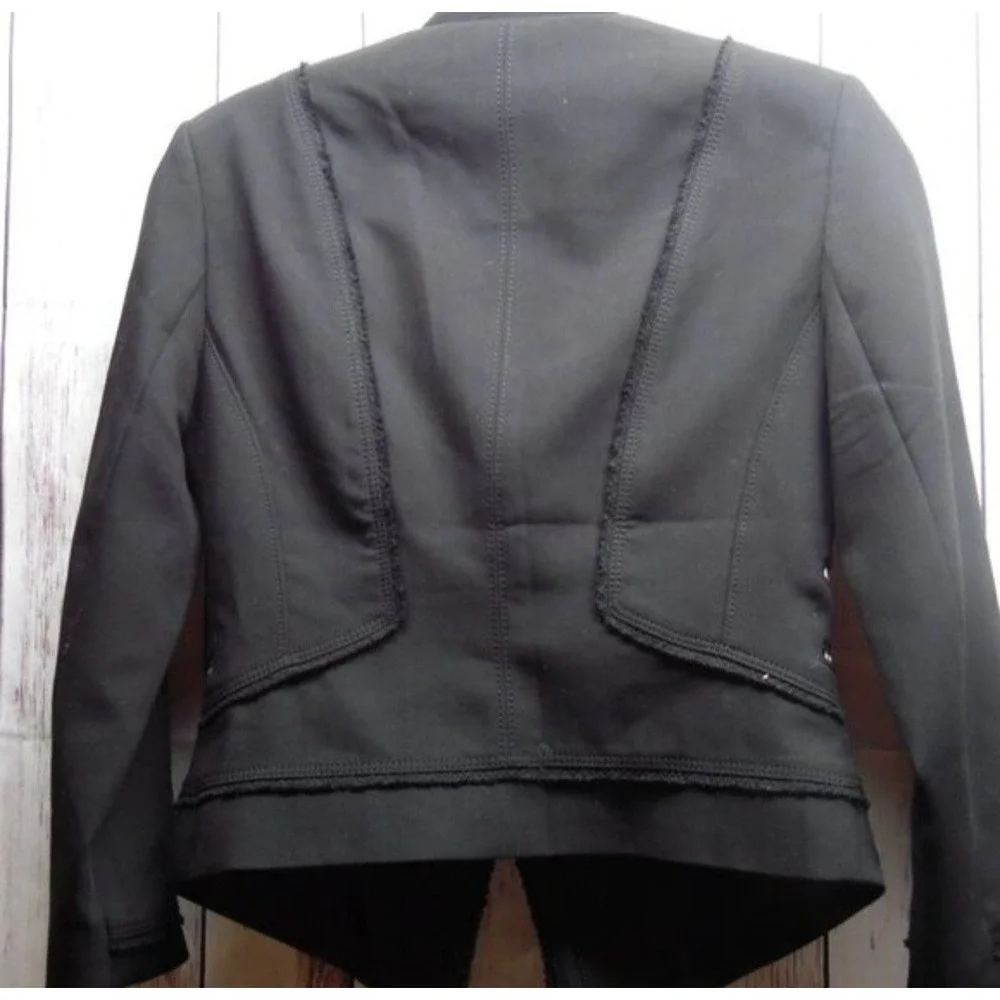 White House Black Market Womens Black Zipper Detail Moto‎ Jacket Size 00